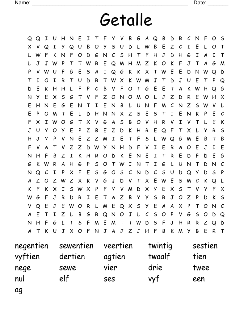 Getalle Word Search