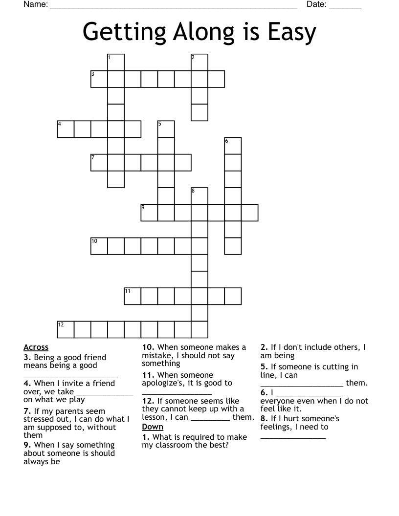 Getting Along is Easy Crossword