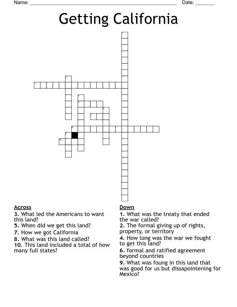 Getting California Crossword