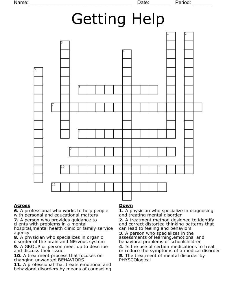 Getting Help Crossword