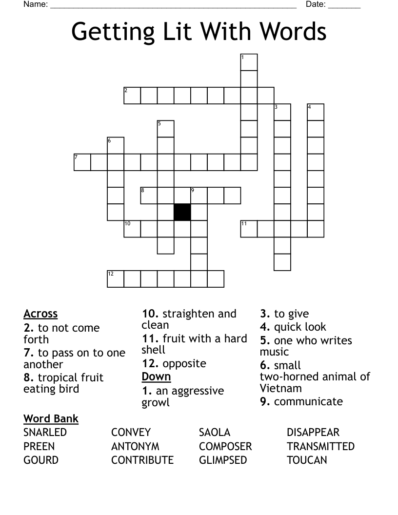 Getting Lit With Words Crossword