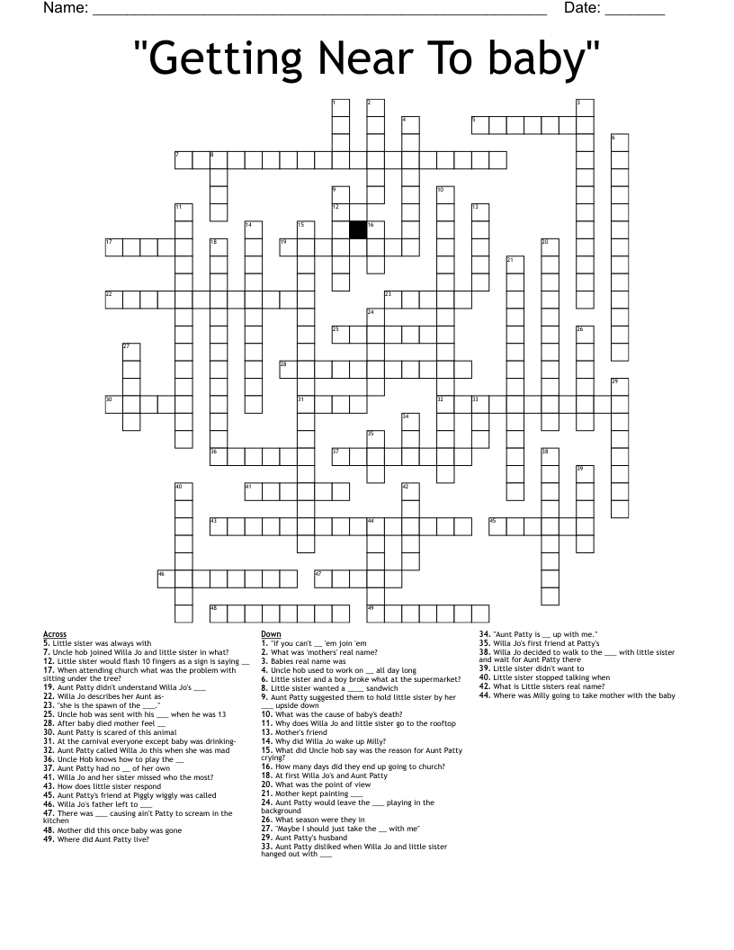 "Getting Near To baby"  Crossword
