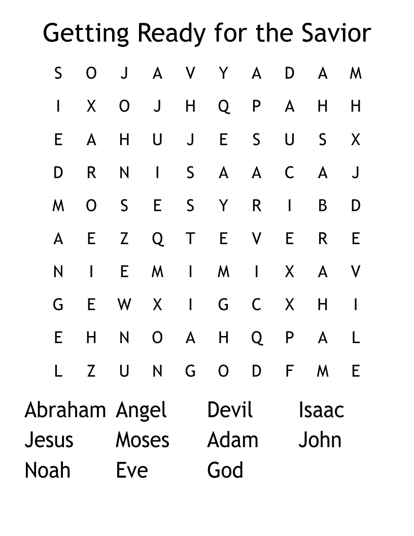 Getting Ready for the Savior Word Search
