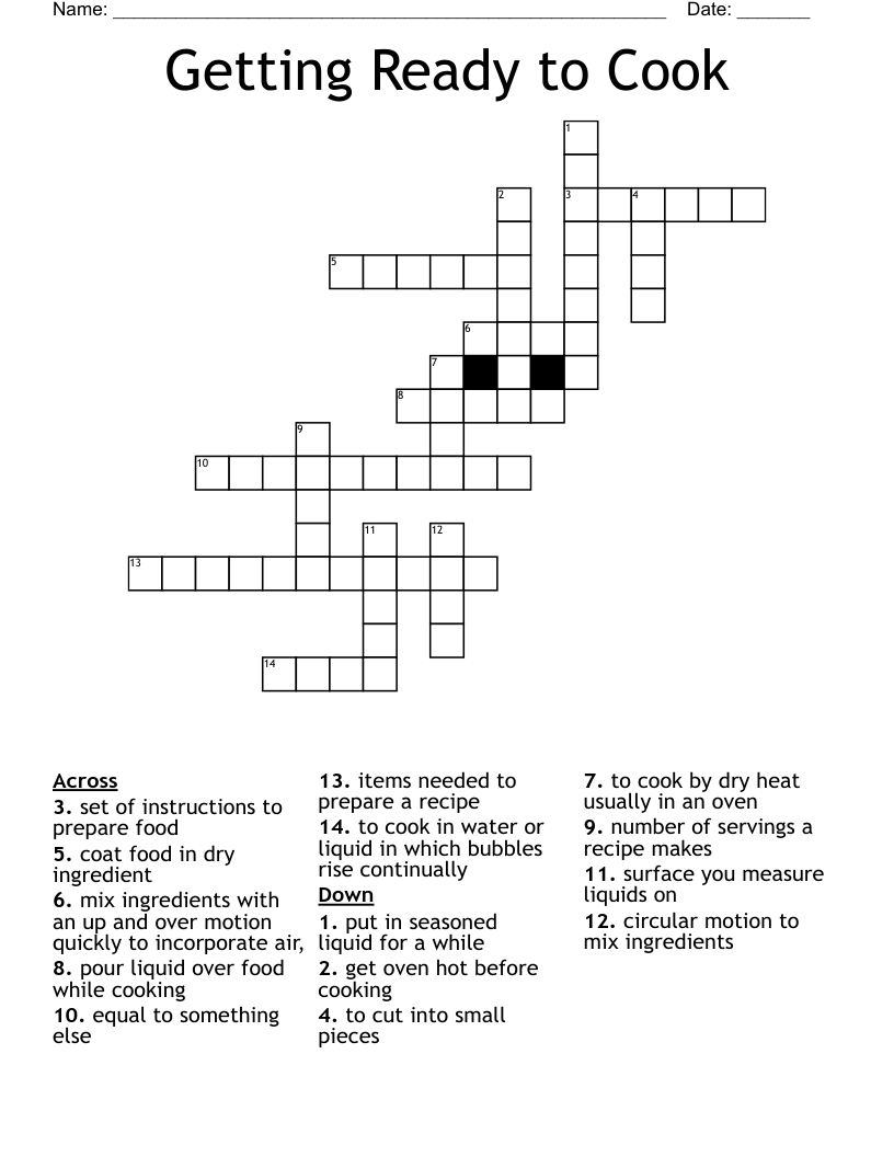 Getting Ready to Cook  Crossword