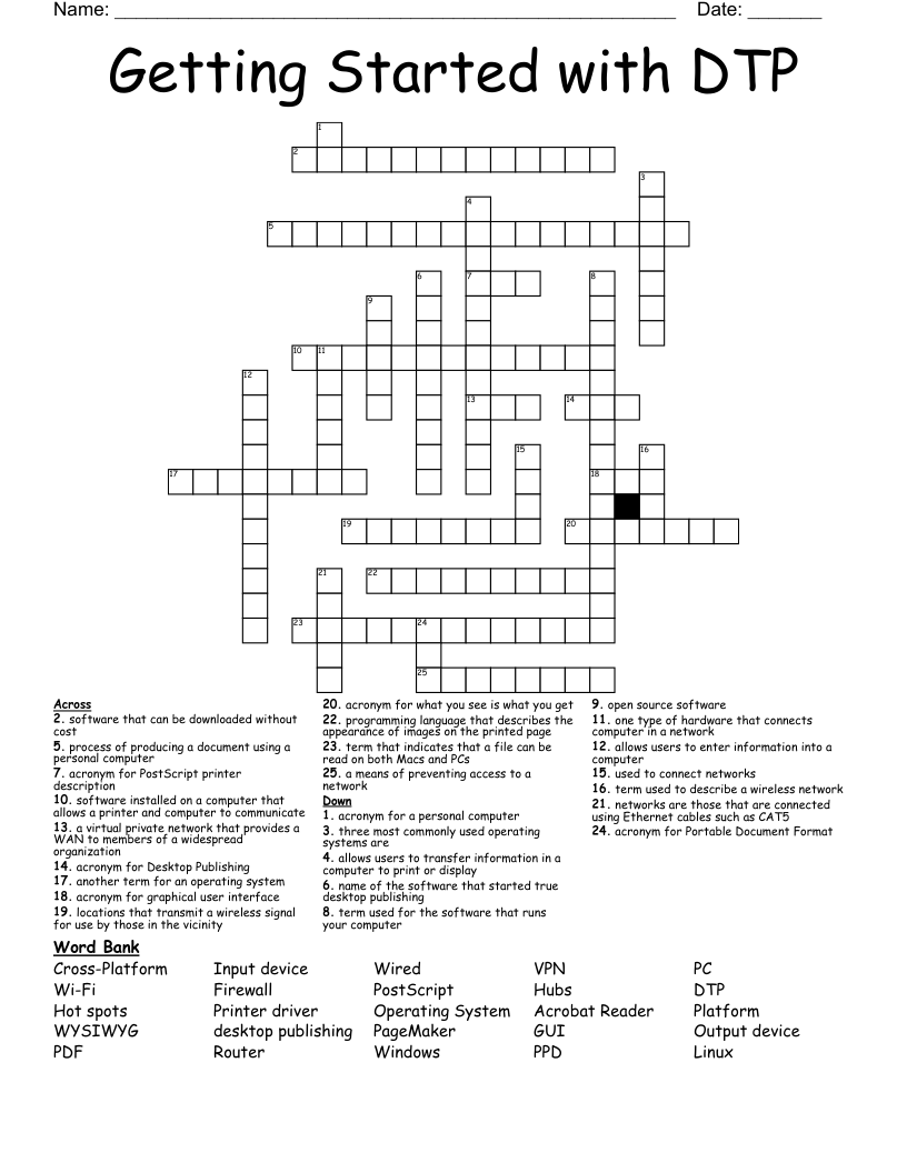 Getting Started with DTP Crossword