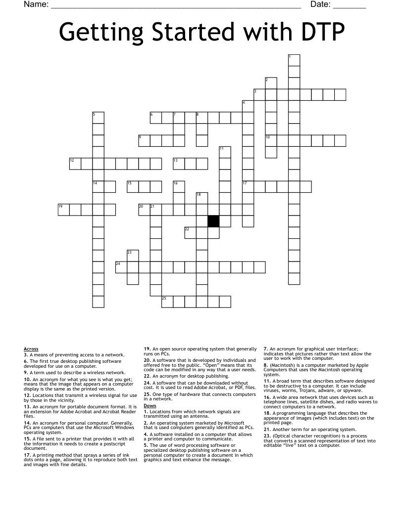 Getting Started with DTP Crossword
