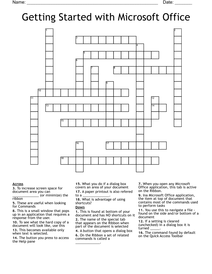 Getting Started with Microsoft Office Crossword