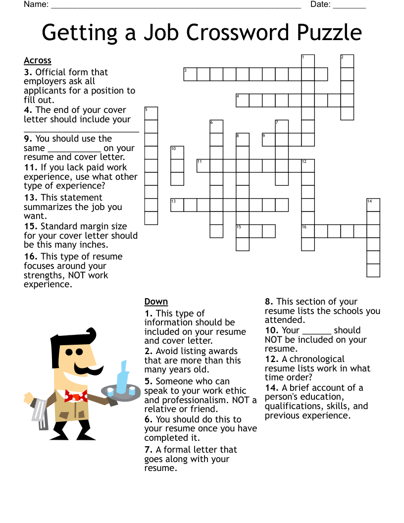 Getting a Job Crossword Puzzle