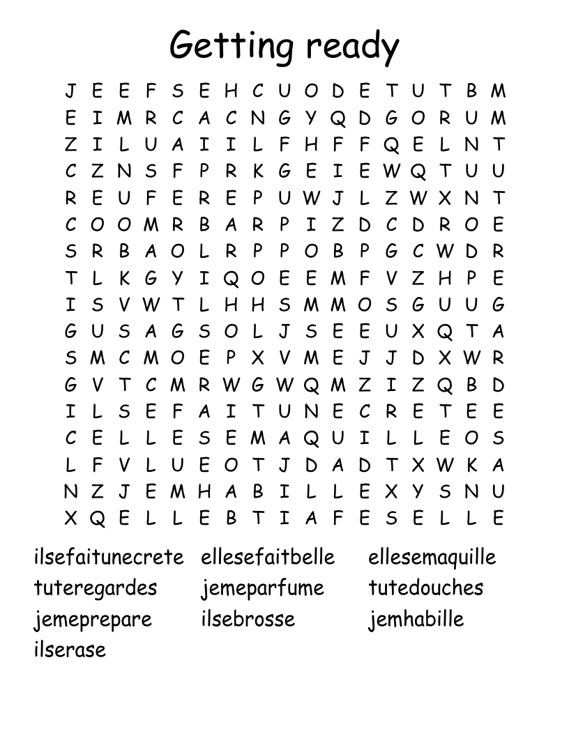 Getting ready Word Search