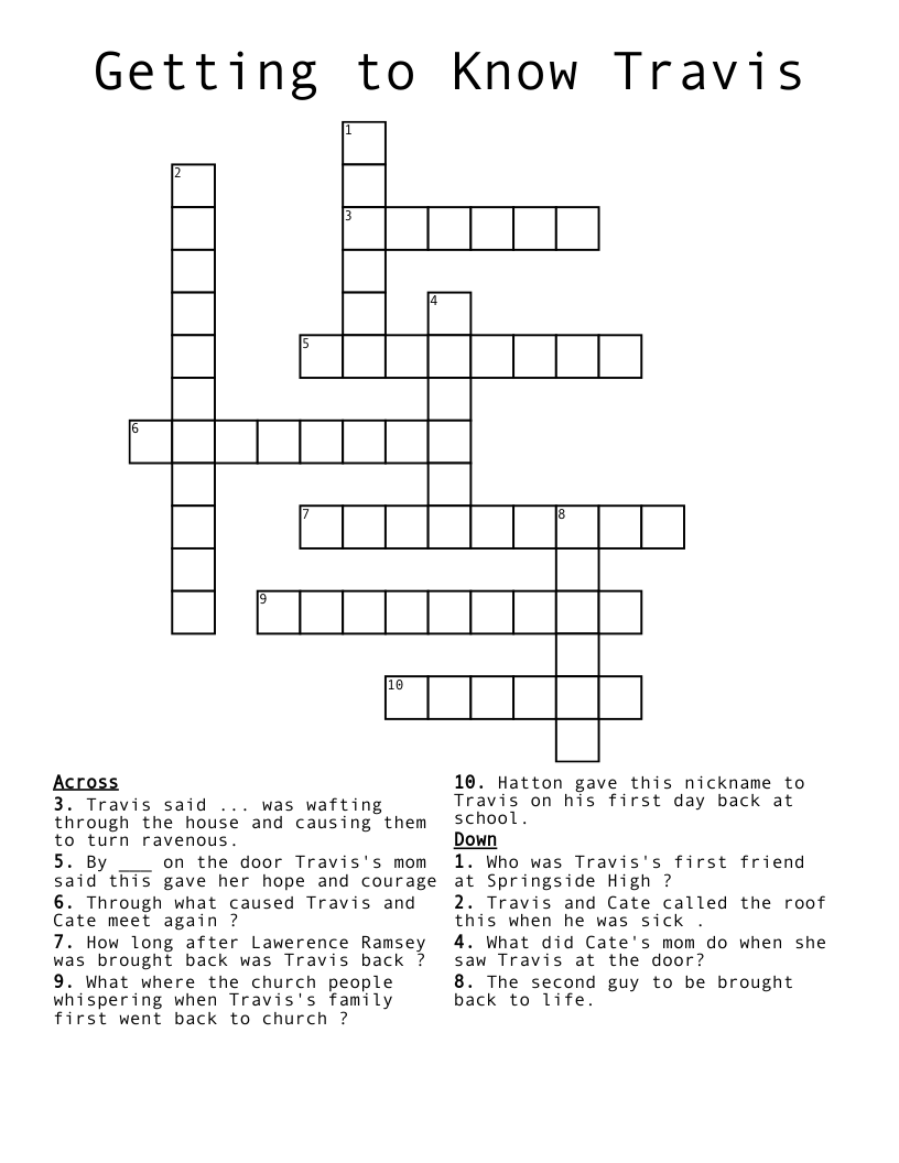 Getting to Know Travis Crossword