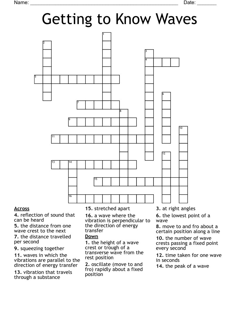 Getting to Know Waves Crossword