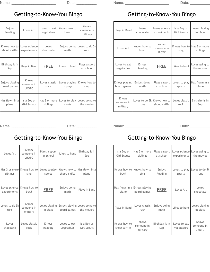 Getting-to-Know-You Bingo