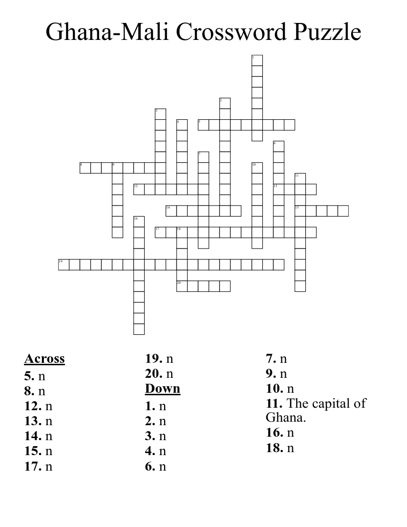 Ghana-Mali Crossword Puzzle