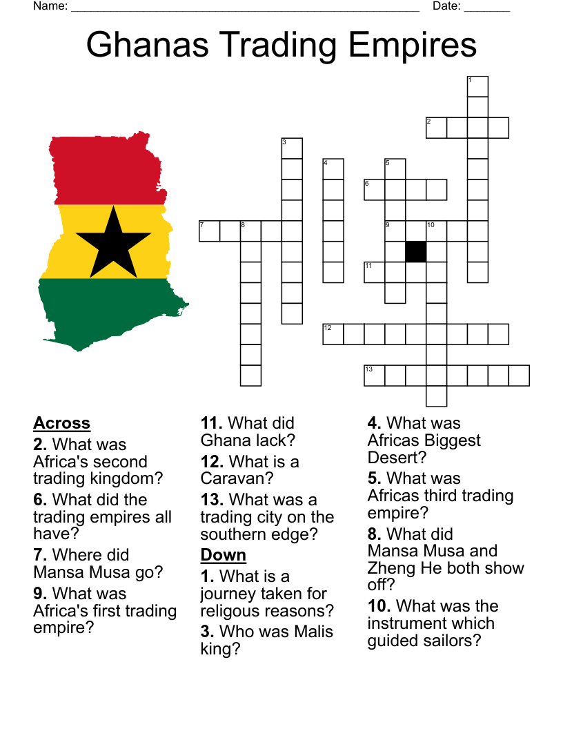 Ghanas Trading Empires Crossword