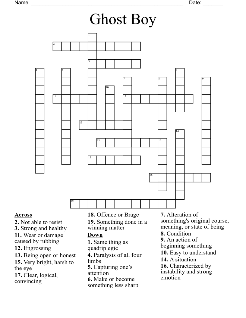 Ghost Boy Crossword