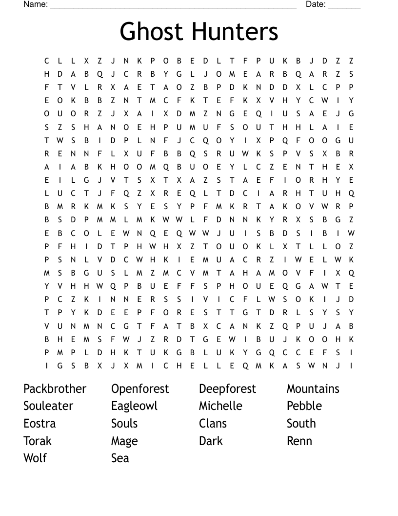 Ghost Hunters Word Search