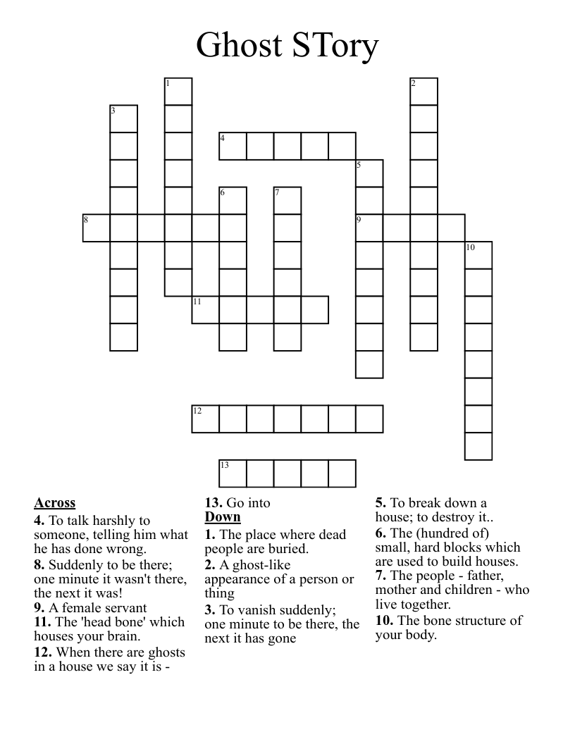 Ghost STory Crossword