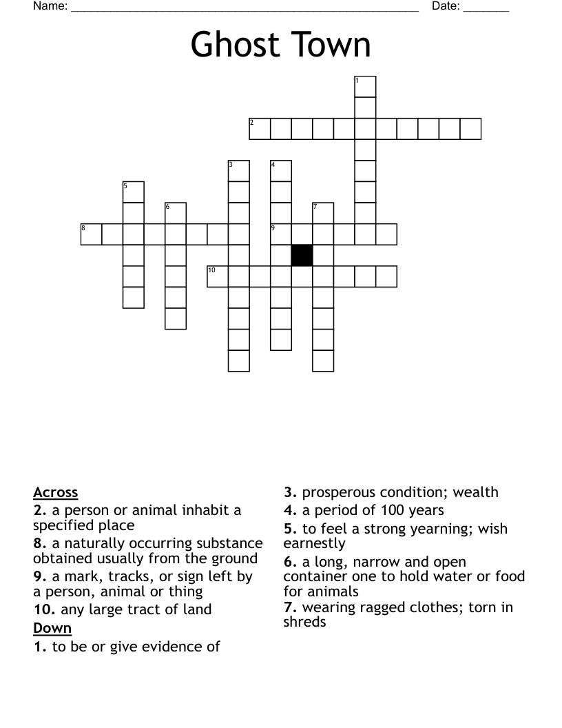 Ghost Town Crossword