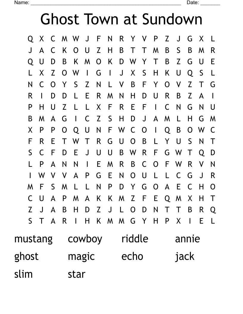Ghost Town at Sundown Word Search