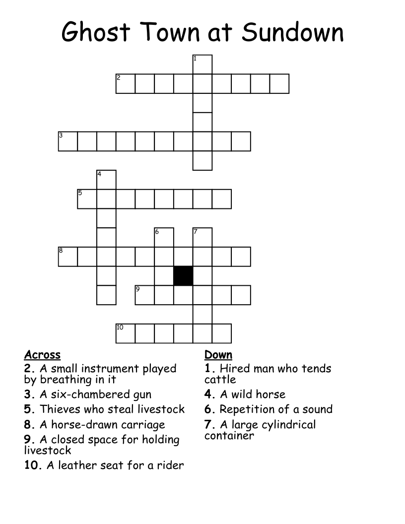 Ghost Town at Sundown Crossword