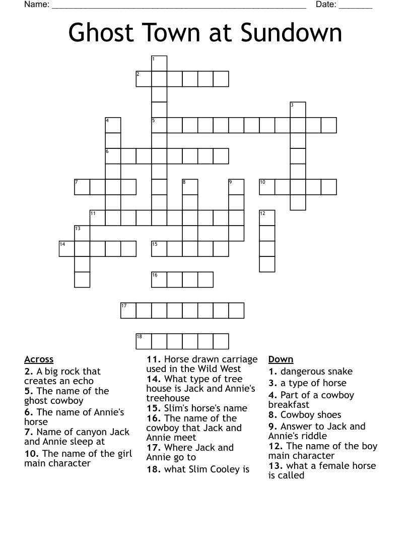 Ghost Town at Sundown Crossword