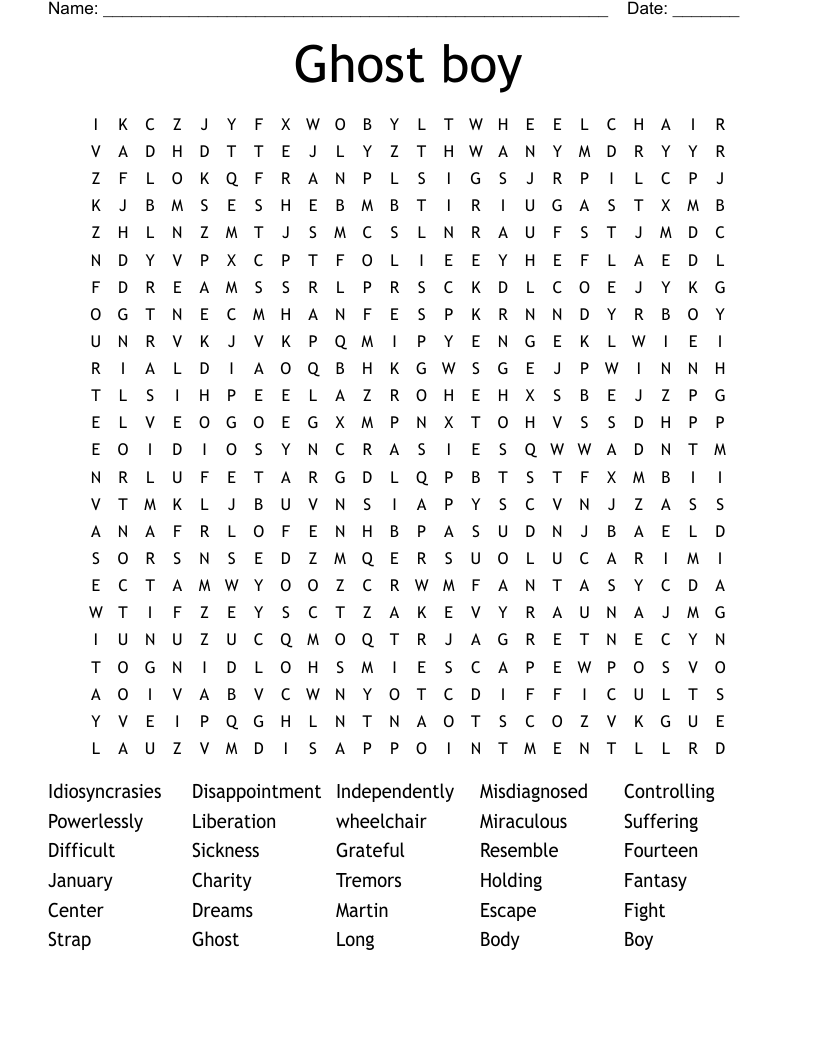 Ghost boy  Word Search