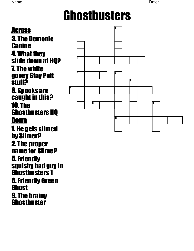 Ghostbusters  Crossword