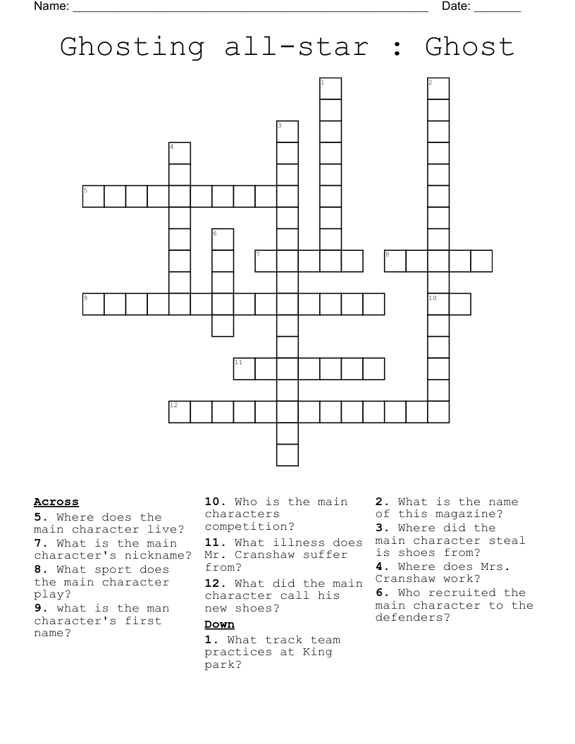 Ghosting all-star : Ghost Crossword