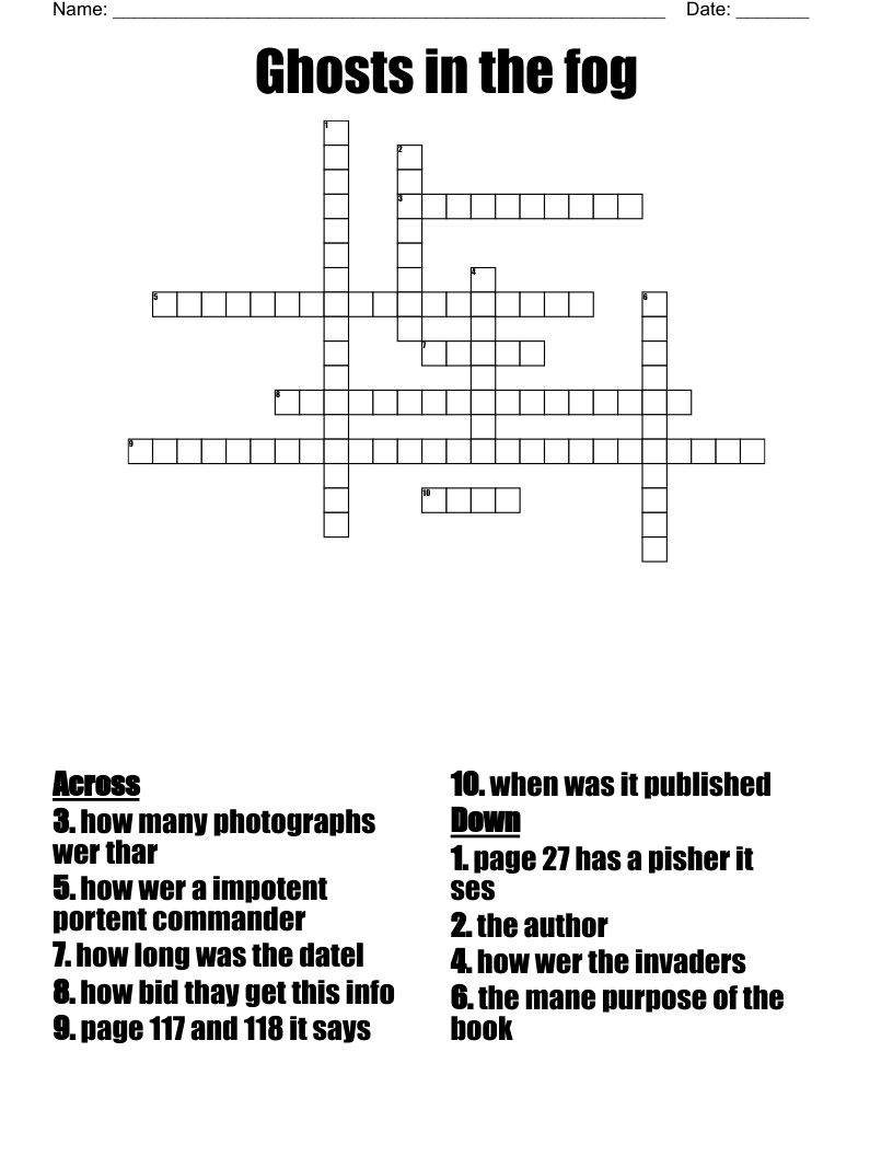 Ghosts in the fog Crossword