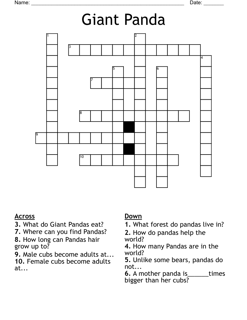 Giant Panda Crossword