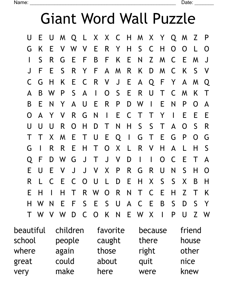 Giant Word Wall Puzzle Word Search