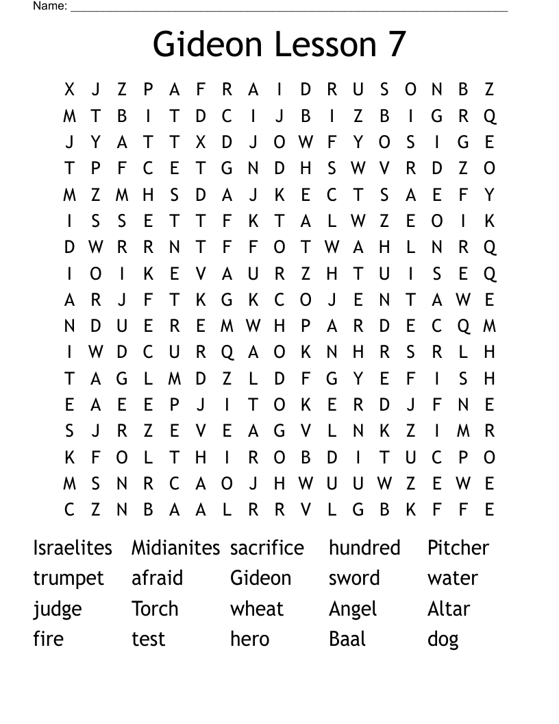 Gideon Lesson 7 Word Search