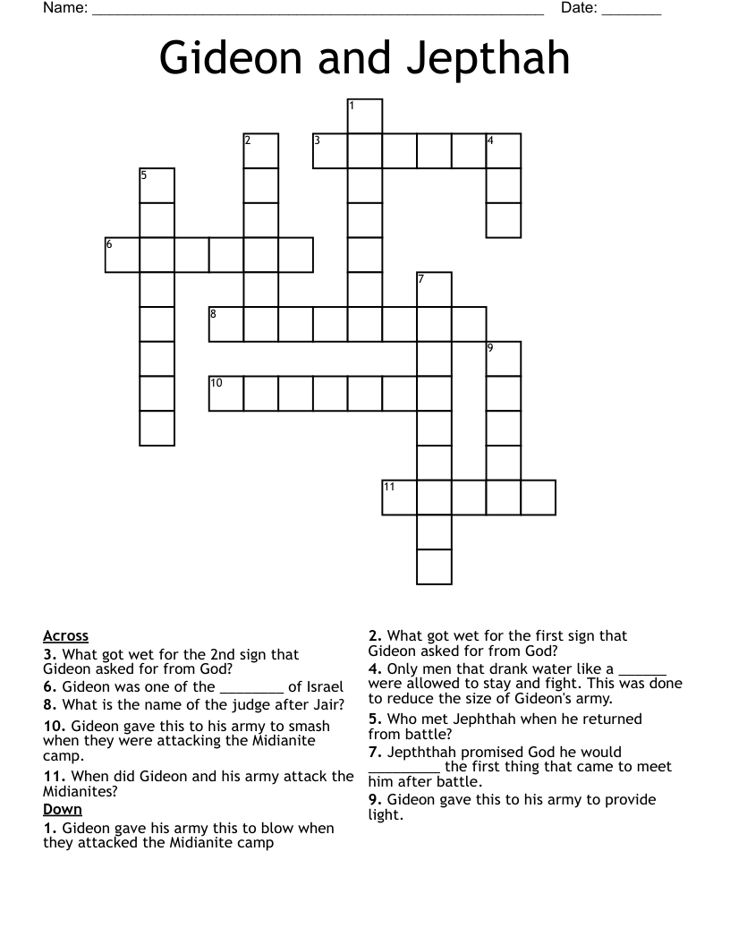 Gideon and Jepthah Crossword