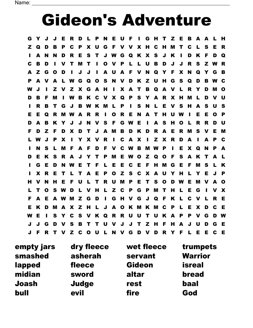 Gideon's Adventure Word Search