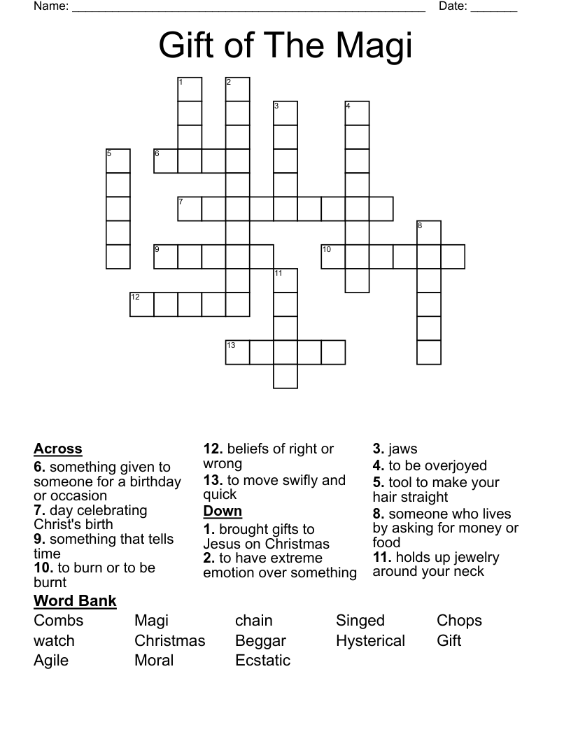Gift of The Magi Crossword