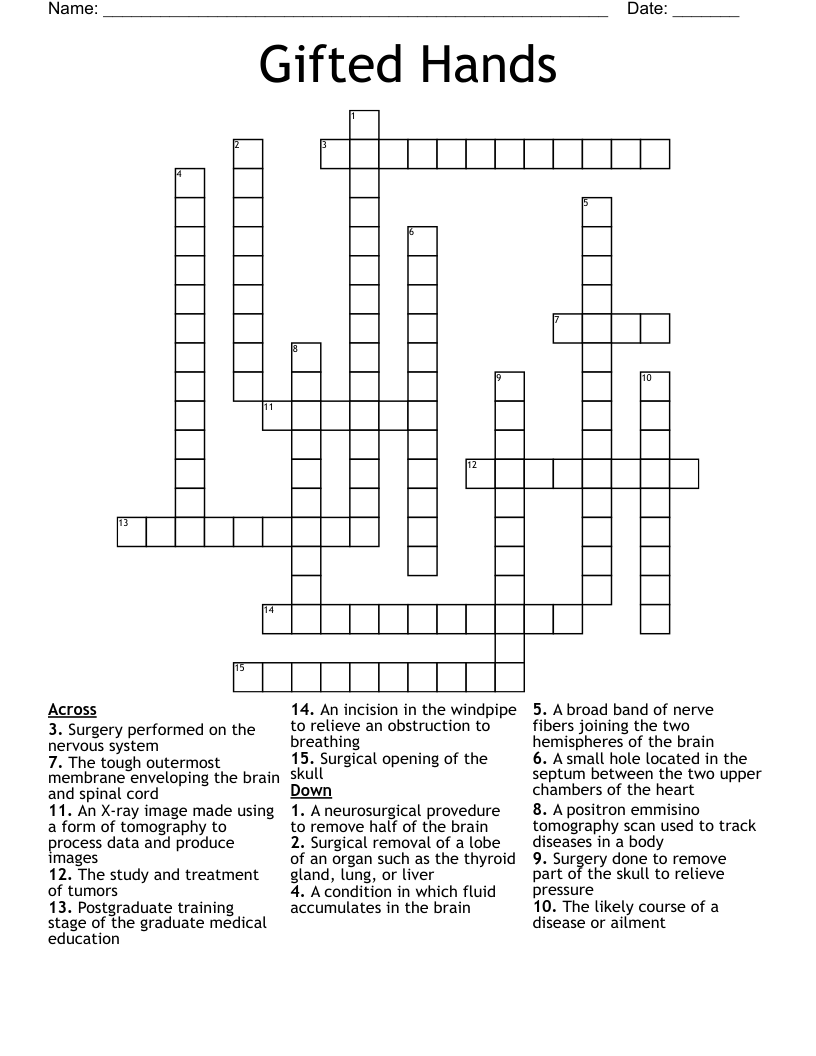 Gifted Hands Crossword