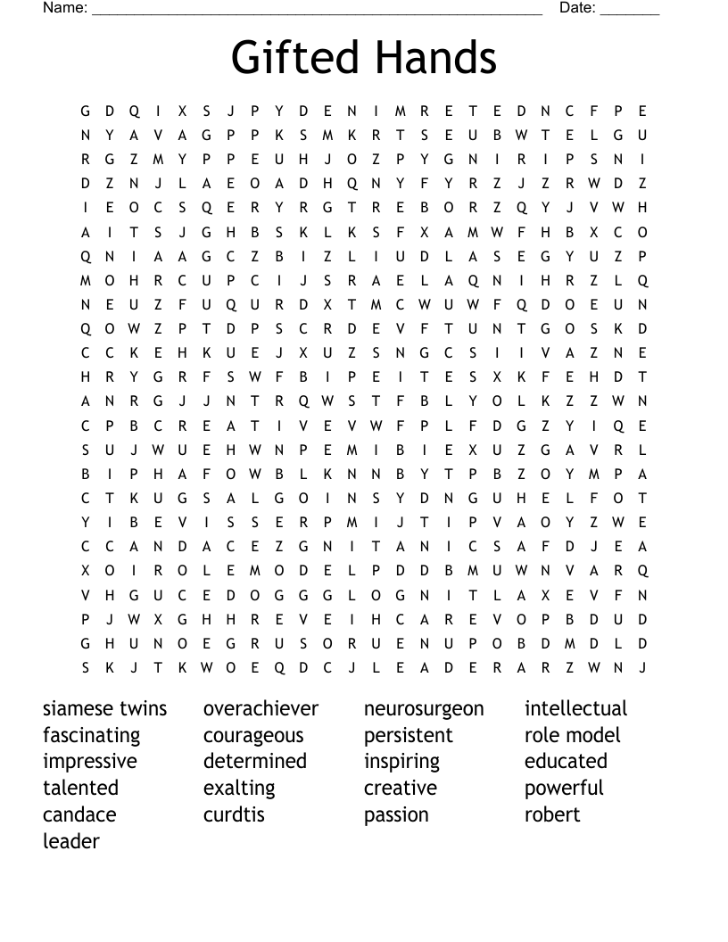 Gifted Hands Word Search