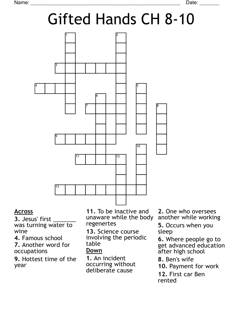 Gifted Hands CH 8-10 Crossword