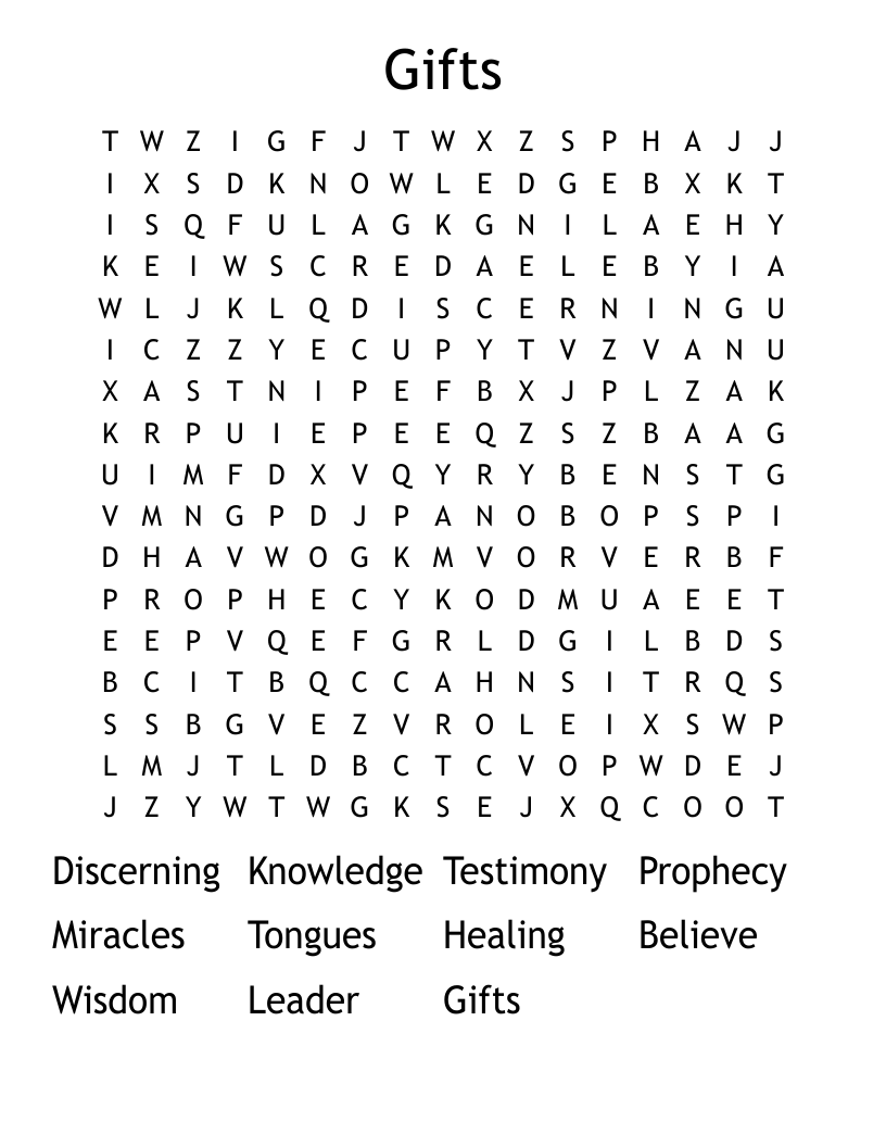 Gifts Word Search
