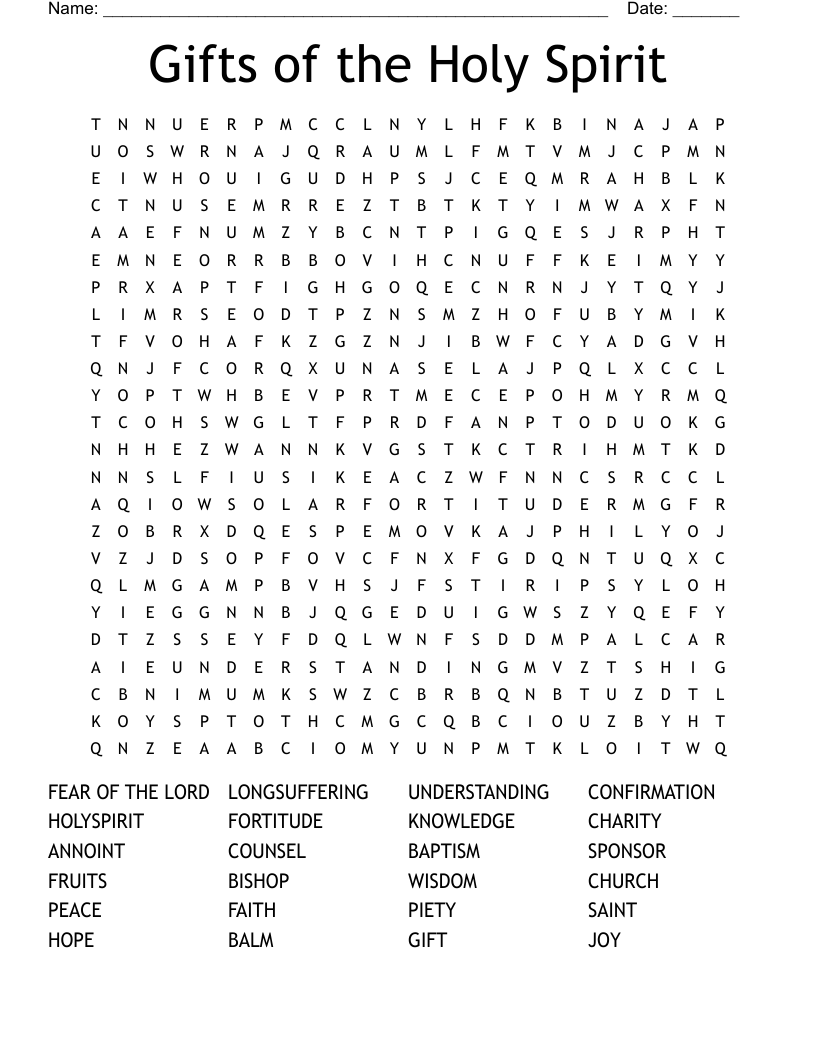 Gifts of the Holy Spirit Word Search
