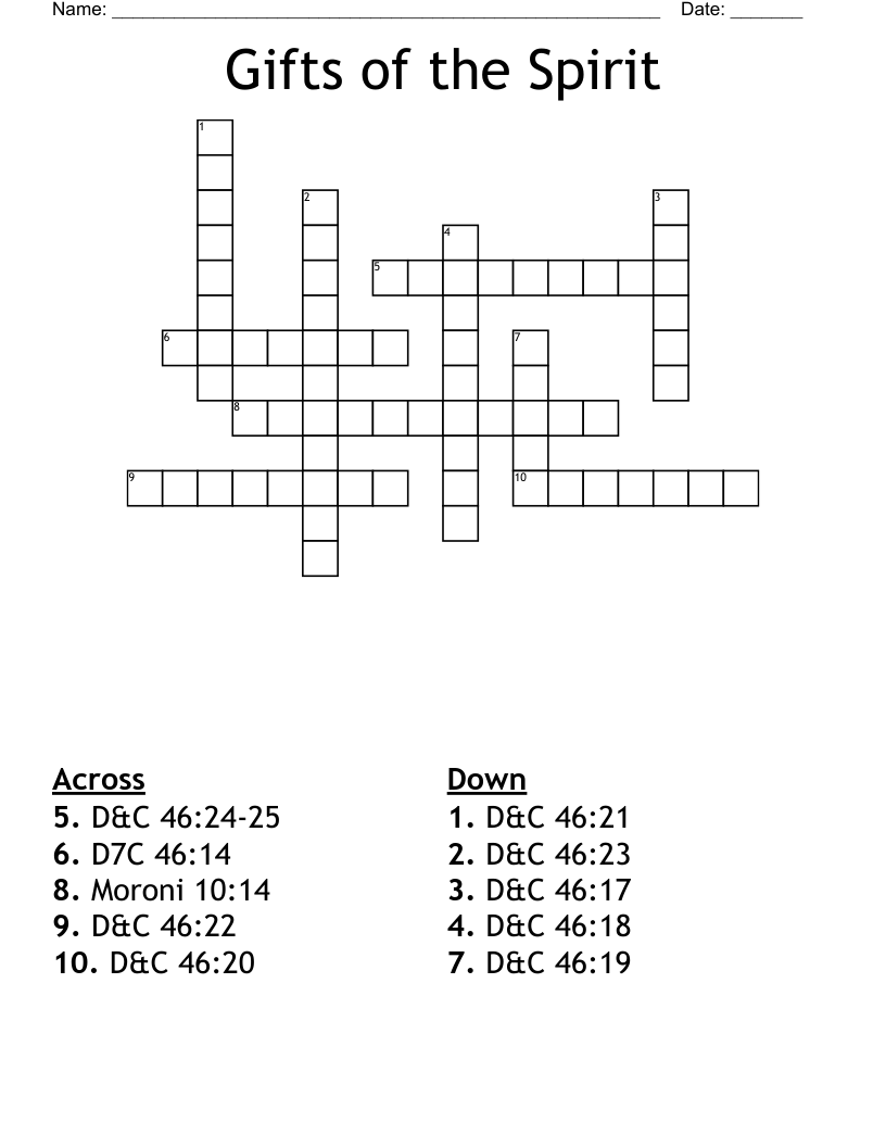 Gifts of the Spirit Crossword