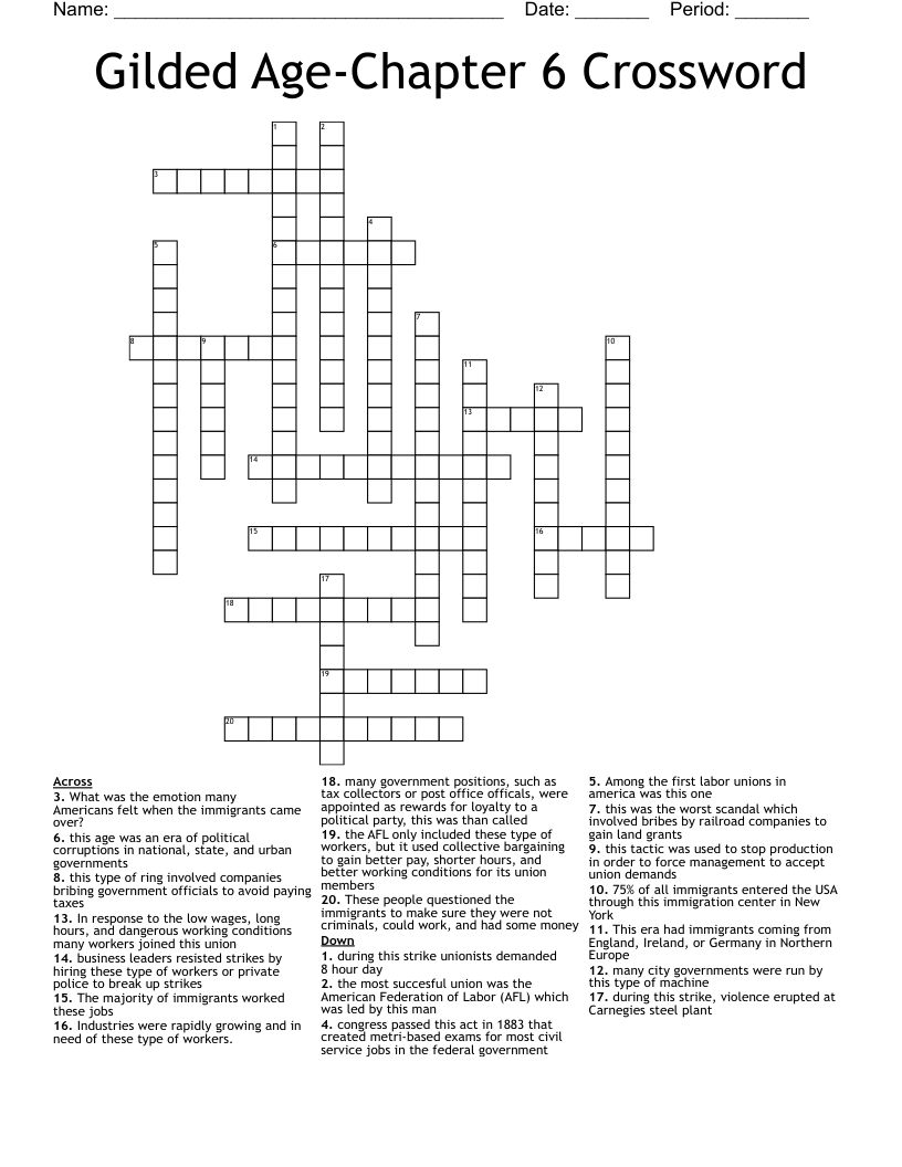 Gilded Age-Chapter 6 Crossword