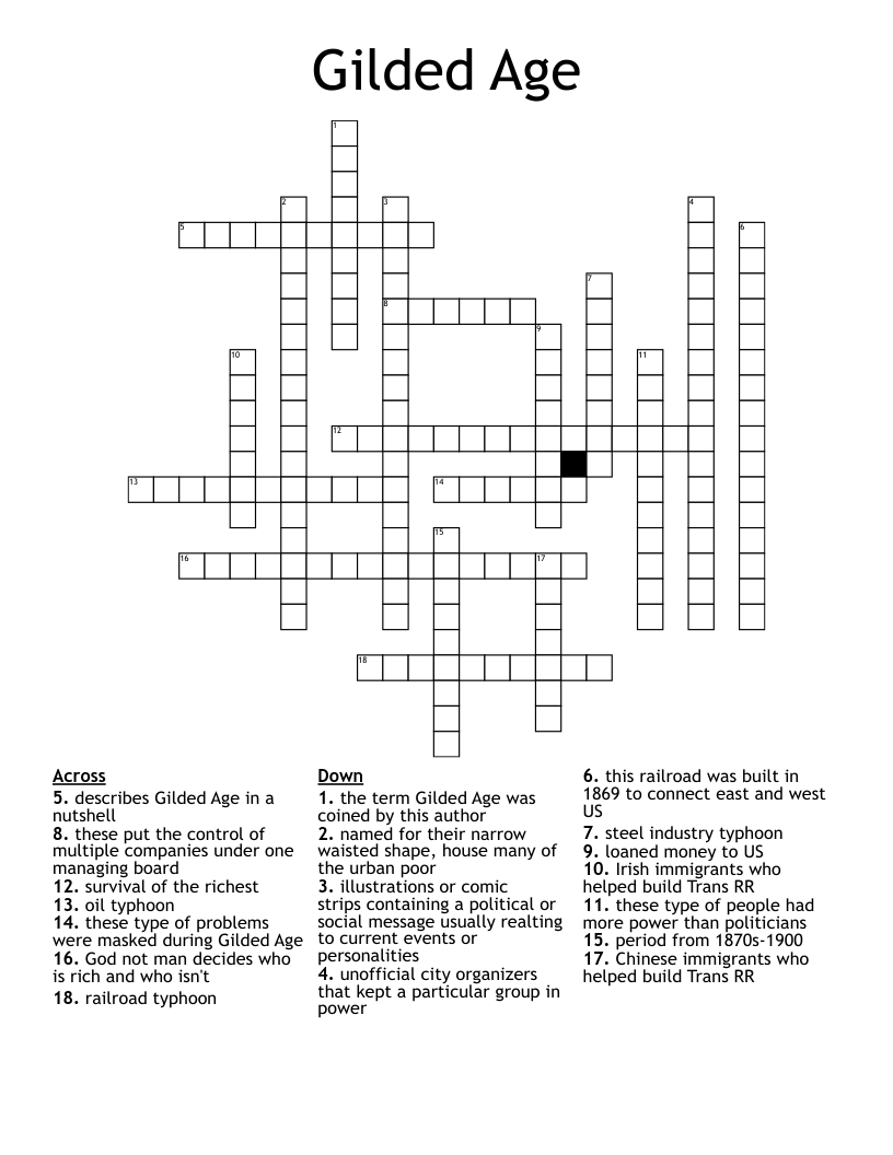 Gilded Age Crossword