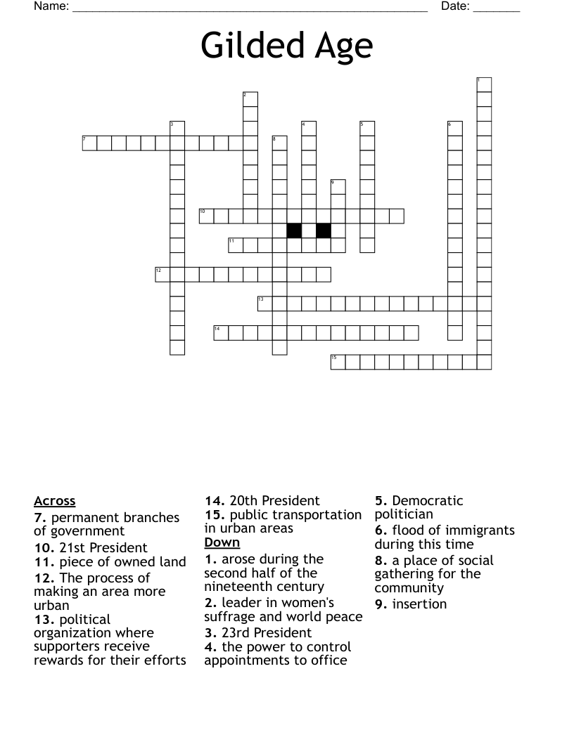 Gilded Age Crossword