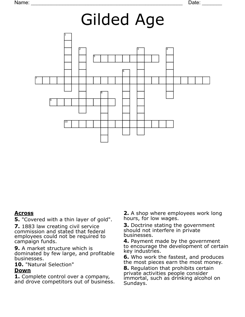 Gilded Age Crossword