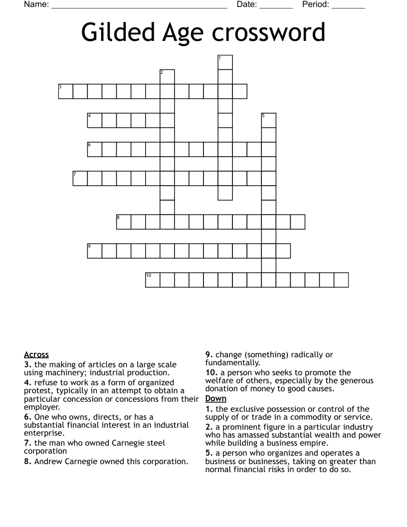 Gilded Age crossword