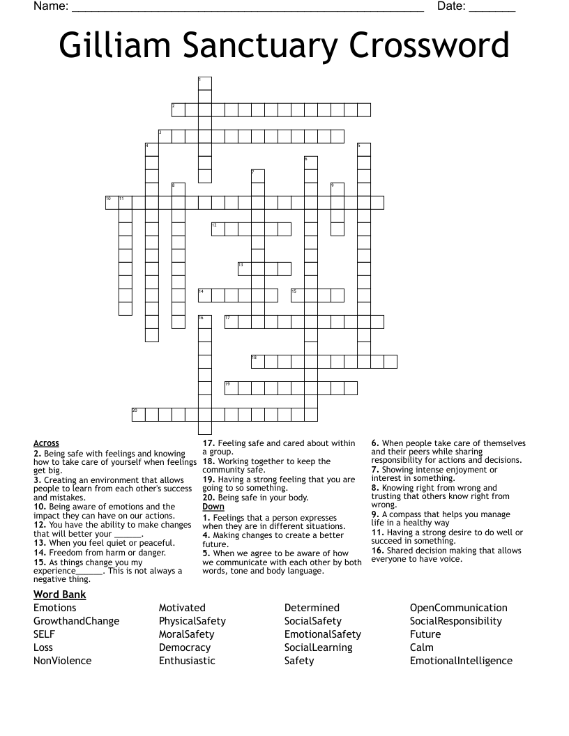 Gilliam Sanctuary Crossword
