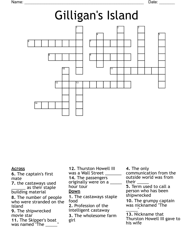 Gilligan's Island Crossword