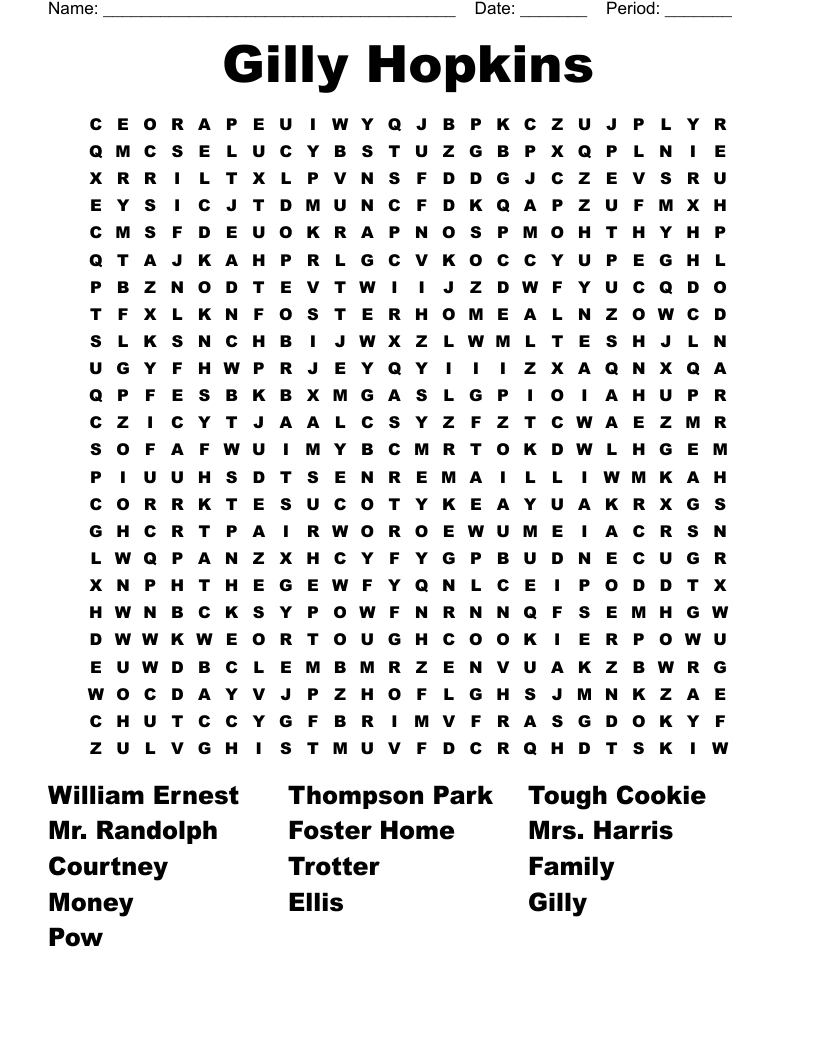 Gilly Hopkins Word Search