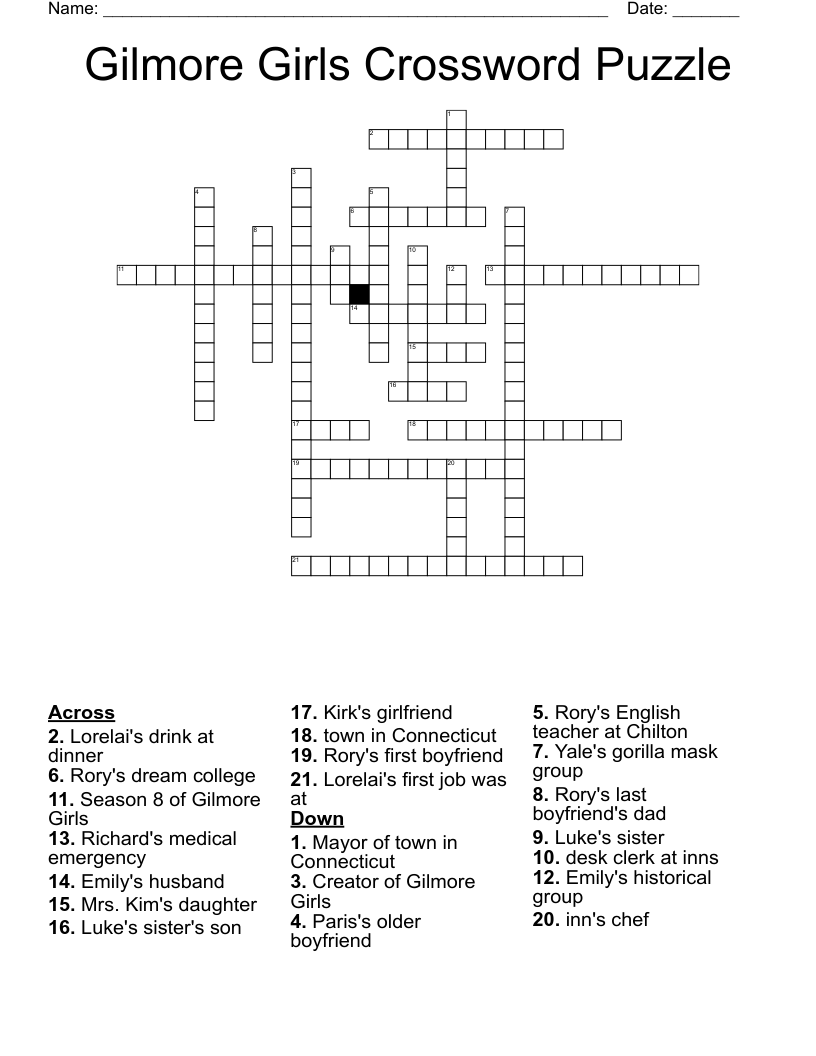 Gilmore Girls Crossword Puzzle